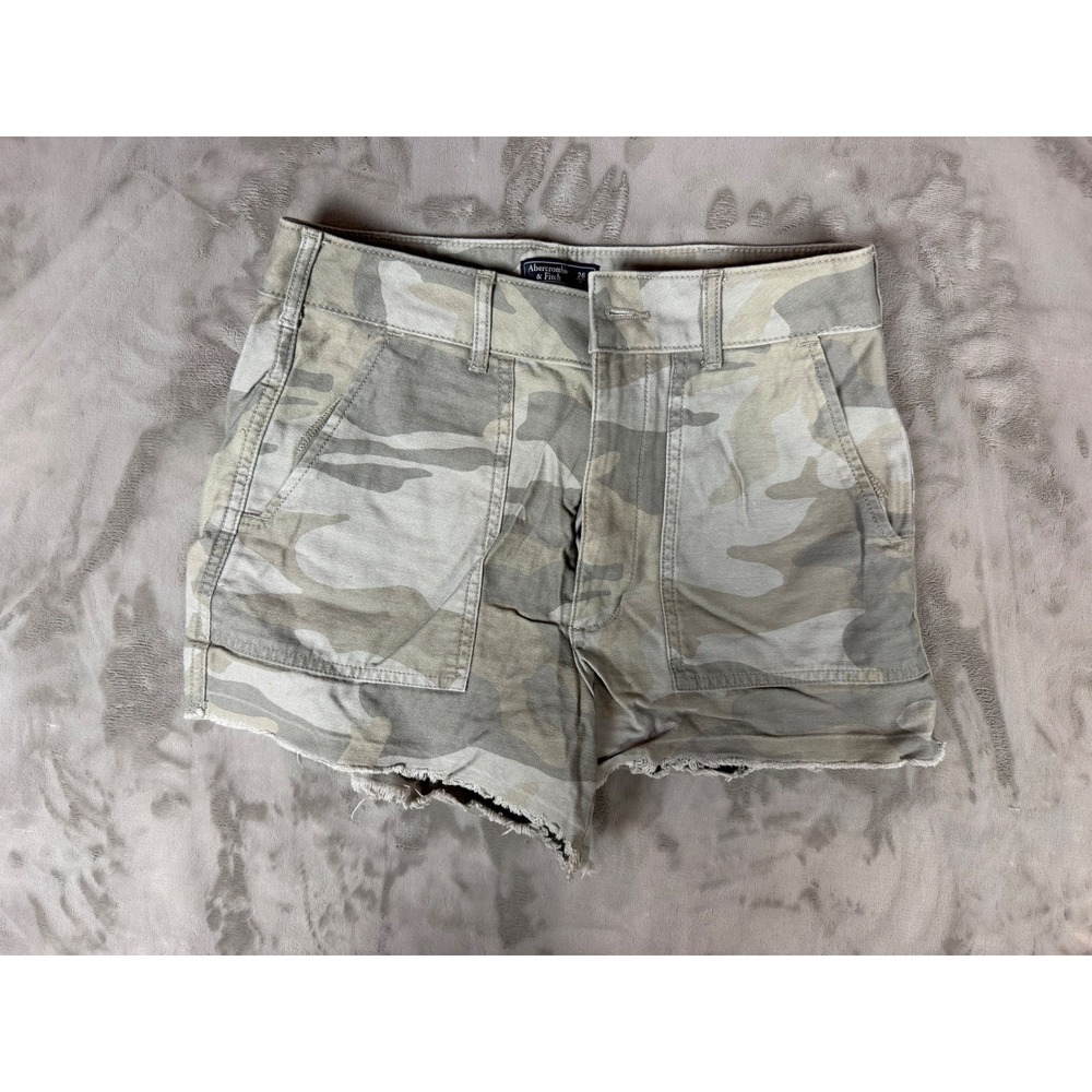 Abercrombie & Fitch Annie High Rise Camo Shorts Frayed Hem Size 26 2